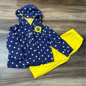 Carter’s baby girl 2 piece outfit blue and yellow size 12 months jacket & pants